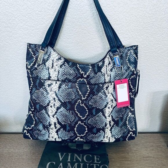 Vince Camuto Python Snake Blue Shoulder Bag Purse - Picture 7 of 7